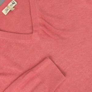 Peter Millar Sweater Mens Large Pink Silk Cotton Cashmere V Neck Lightweight